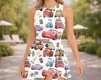 Cars Activewear Set, Lightning McQueen Mack Truck Adult Tennis Dress, Pixar Kids Ruffle Dress, Wdw Cars Skirt, WDW Family Vacation Outfit