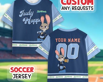 Personalized Zootopia Football Jersey for Kids, Judy Hopps Nick Wilde Shirt, Zootopia Gary De Snake Tee, Disney Family Matching Shirts