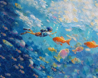Abstrakte Schwimmen Kunstdruck