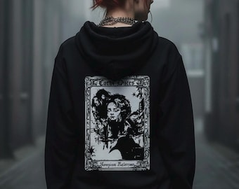 Gothic Angel Raven Hoodie | Dark Academia Occult Sweatshirt , Witchy Fashion | Back-Print Hoodie | Alternative Gift