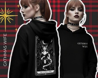Christmas Gift, Gothmas Couple Hoodies, Wife Husband Matching Sweatshirts, Dark Tarot Card Christmas Gift for Couples, Creepmas Merch, Wife