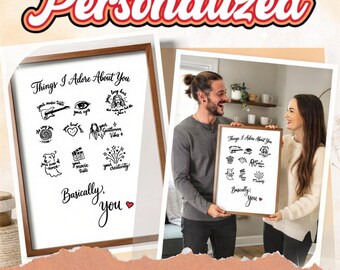 Personalized Love Poster, Custom Hand Drawn Wall Art, Valentines Day Print, Romantic Gift for Him Her, Anniversary Couple Art