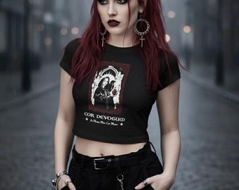 Gothic Crop Top for Women | Medieval Tee | Dark Academia Aesthetic | Alternative Grunge , Gothic Graphic Tee | Gift for Her