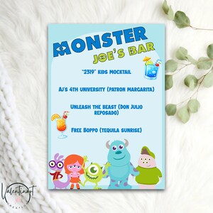 Menu Bar for Kids Monsters & Co DIGITAL PDF