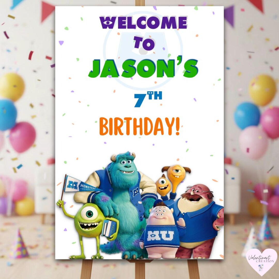 Digital Birthday Welcome Sign | Monsters Inc. Digital Welcome Sign ...