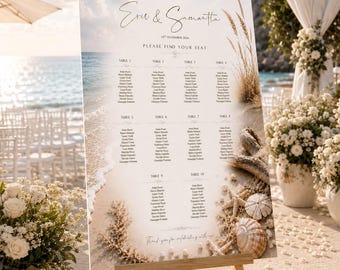 Wedding Seating Chart Sign, Tableau de Mariage Sea. Tableau Matrimonio Mare e Spiaggia (download digitale)