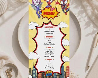 Spiderman Birthday/Party Menu Template: Printable, Personalized DIGITAL Menu