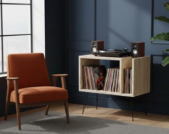 Modern Turntable Console with Storage – Stylish Record Player Cabinet for Vinyl & Audio Gear