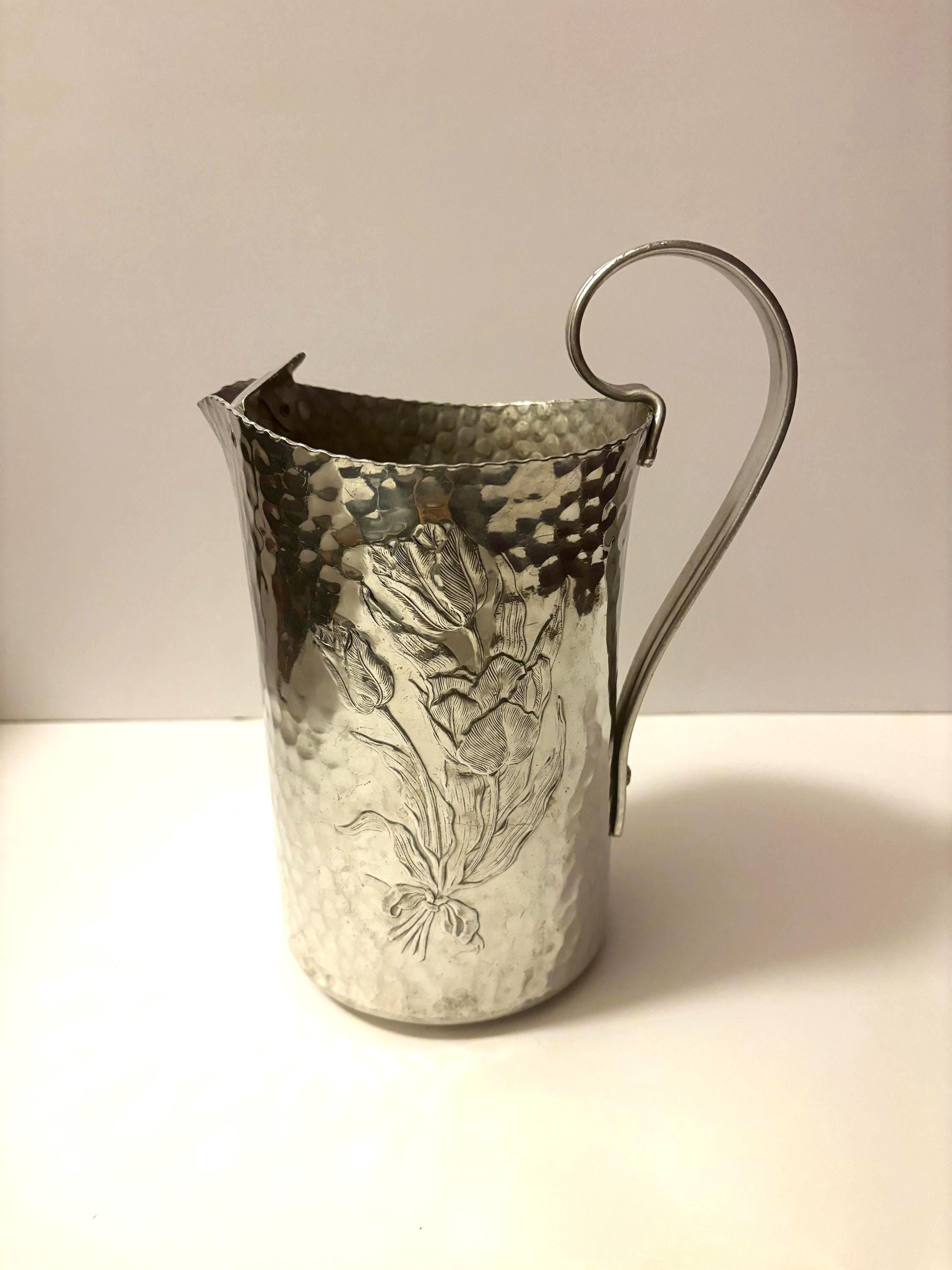 Vintage Rodney Kent Tulip Design Hammered Aluminum Pitcher - Etsy