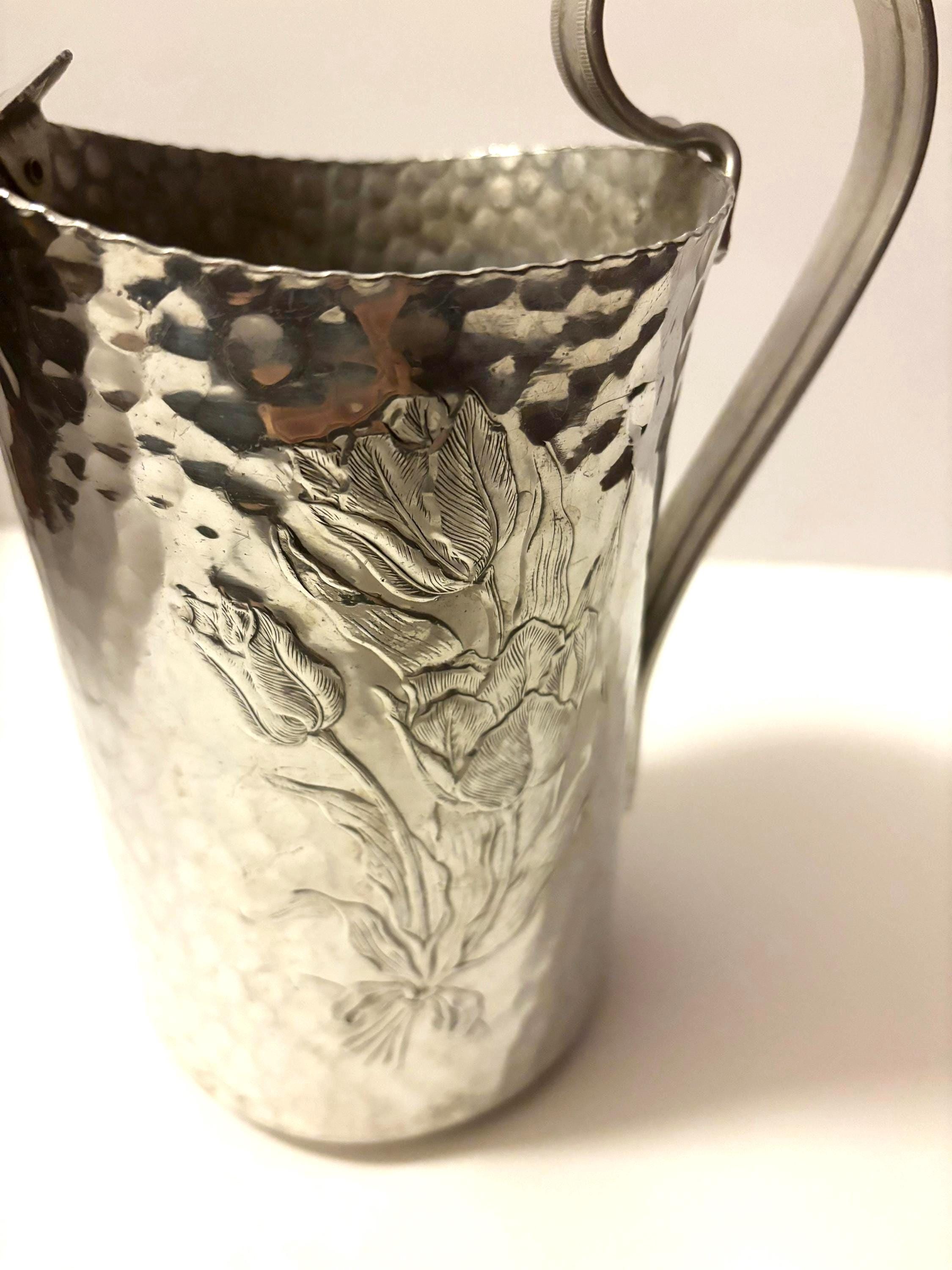 Vintage Rodney Kent Tulip Design Hammered Aluminum Pitcher - Etsy