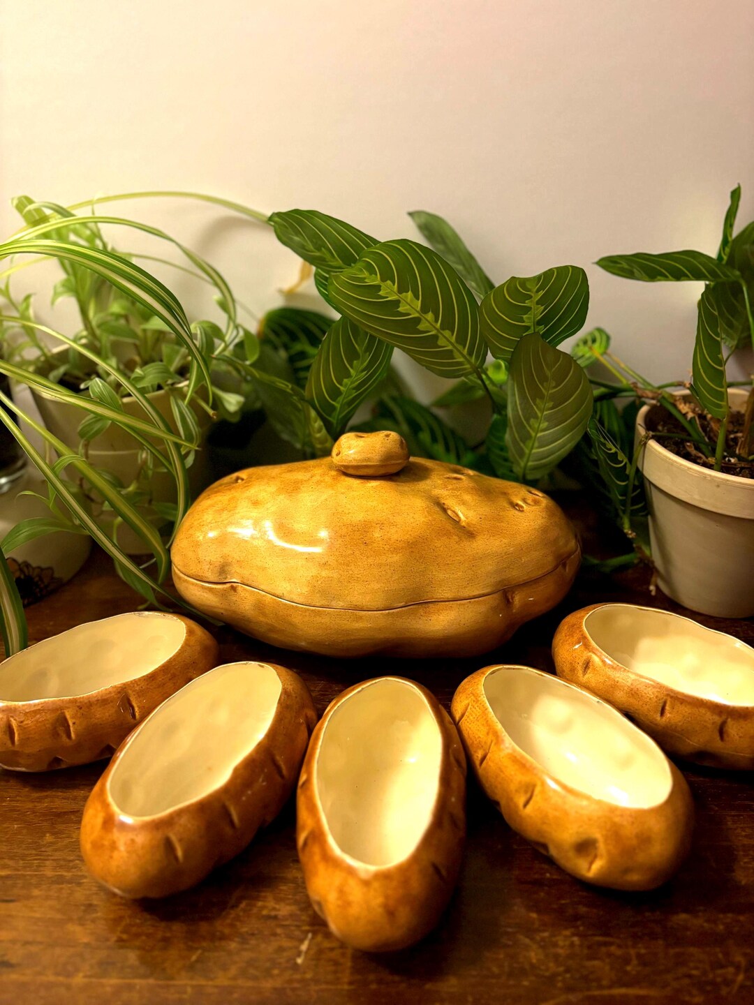 Vintage Large Potato Serving Dish & Small Potato Bowls - Etsy