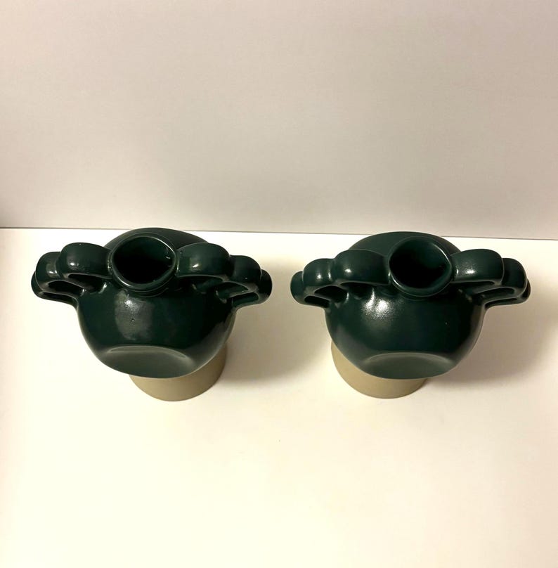 Vintage Anthropologie Dark Teal Peacock Bud Vases (Set of Two) image 5