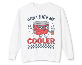 Sudadera con ilustración de nevera portátil "Don't Hate Me" / Nevera portátil roja retro, camiseta divertida para acampar