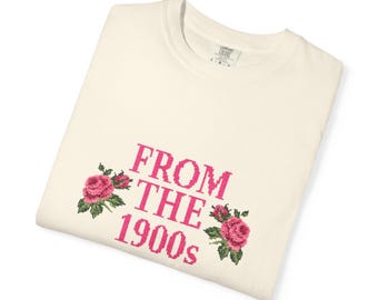 Camiseta de principios del siglo XX / Tipografía de rosas vintage, camiseta floral retro
