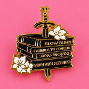 Romantasy Enamel Pin | Enemies to Lovers Book Stack Accessory