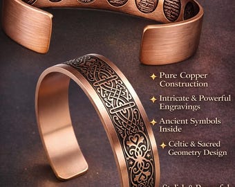Brazalete de cobre para hombre y mujer con oraciones protectoras