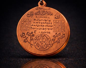 Talizman na pieniądze, modlitwa ochronna, miedziany medalion, naszyjnik, amulet ochronny, unisex