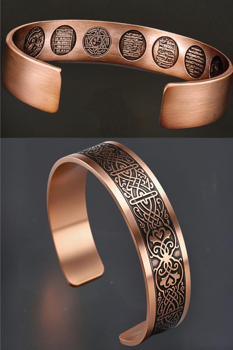 Brazalete de cobre para hombre y mujer con oraciones protectoras imagen 2