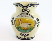 Vtg CORSO DE FIORI Italy - 20 oz. quot Oca quot Pitcher - 5.5 quot Tall w Goose Duck - Hand Painted Italy Italian Art Pottery - Housewarming Gift