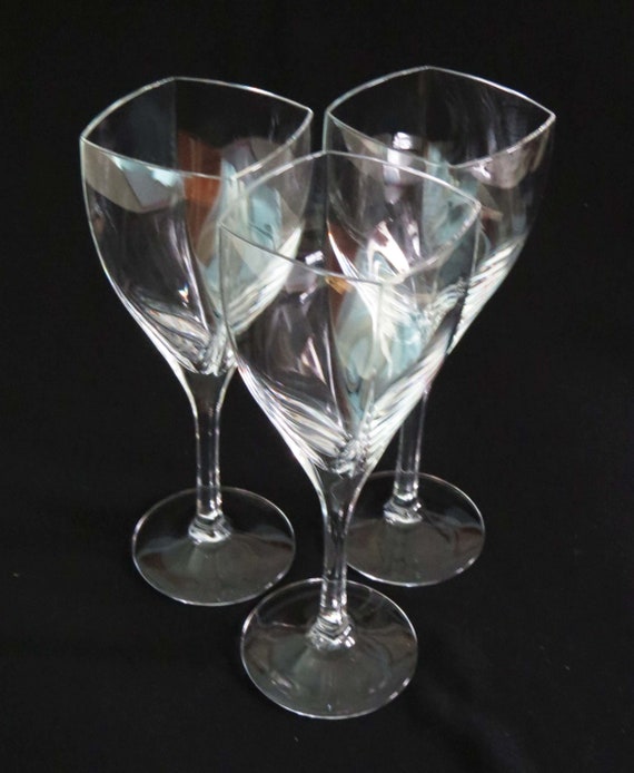 Set of 2 Mikasa Panache Clear Crystal Square Bowl Champagne Flutes