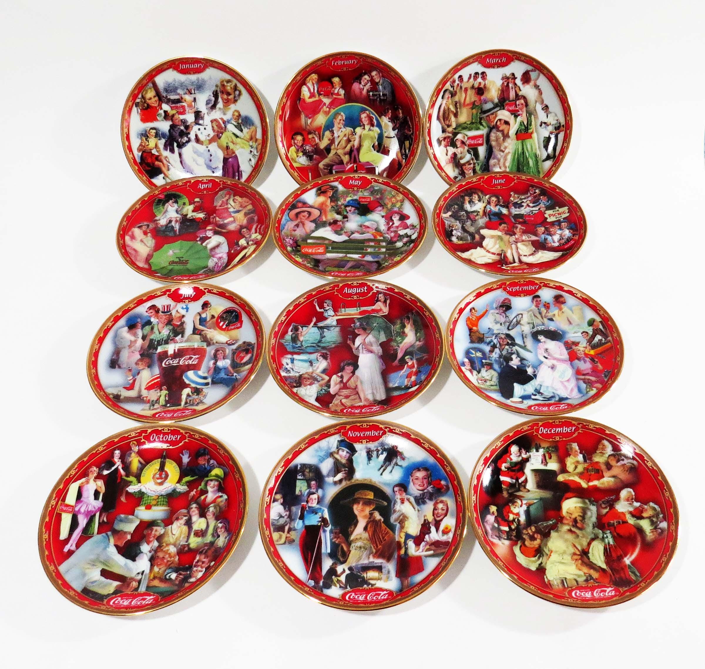 Coca-Cola ヴィンテージトレイ 1999年製 Coca Cola Calendar Plates: 1999-2000 Bradford Exchange Set - Etsy