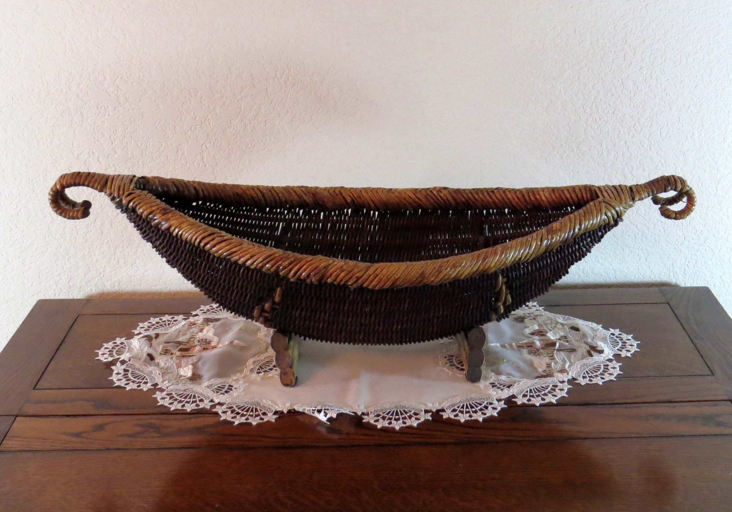 Vtg. Primitive BOAT SHAPED BASKET from HandWoven Split Etsy