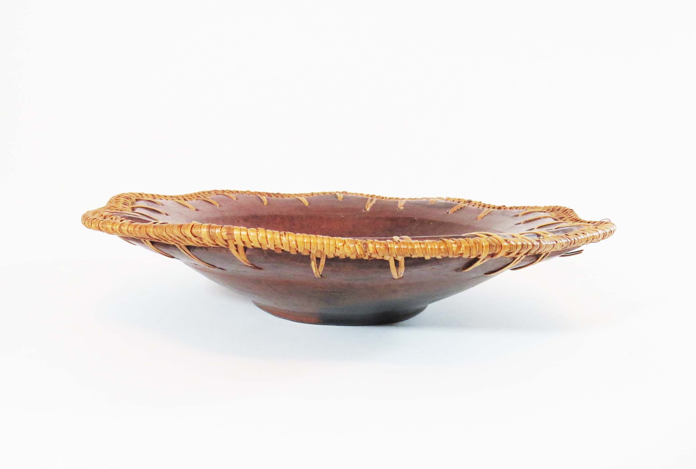 Vintage INDONESIAN SASAK (sasaki) POTTERY Bowl With Woven