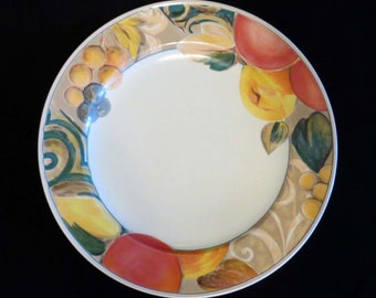 Mikasa HERITAGE ORCHARD ODYSSEY 11" Dinner Plates, Set of 4 Stoneware Fruit Design / Mid Century Fine Dinnerware