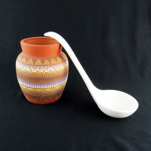 Vintage WHITE CERAMIC LADLE -  10.75&quot; Long x 1.5&quot; Deep Bowl x 3.25&quot; Wide / Ceramic Pottery / Replacement Tureen Ladle /  Housewarming Gift!