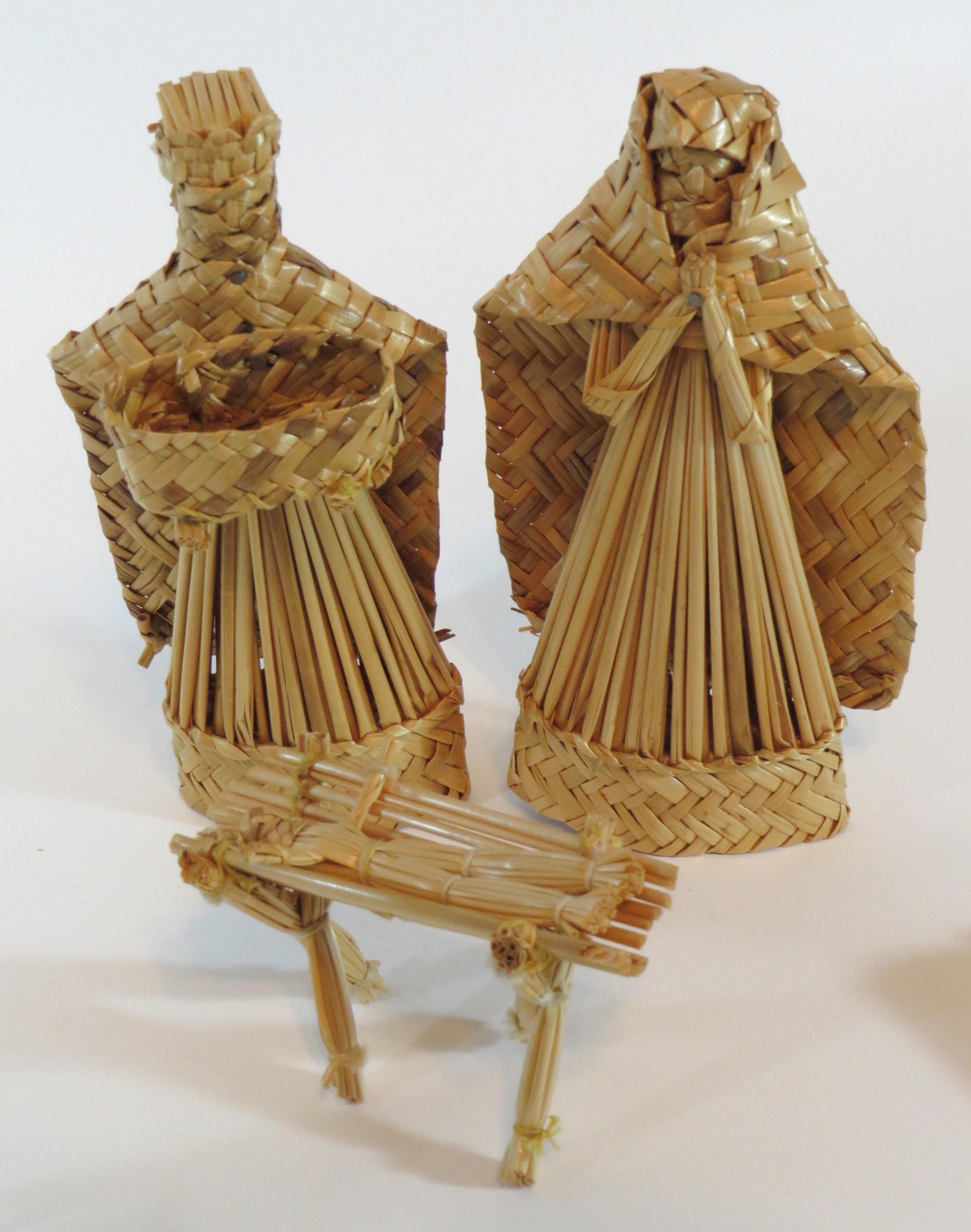 Mexican Reeds Mexican Traditional Folk Art NATIVITY SET/8 Figures: Handcrafted From ...
