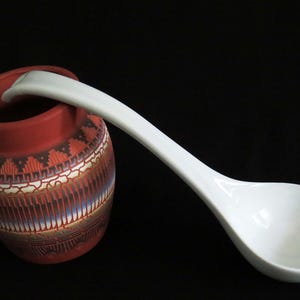 Vintage White Ceramic Ladle: 12&quot; Pottery Tureen Replacement
