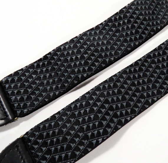 Vintage Black & SILVER TRIANGLE Ribbon SUSPENDERS… - image 2
