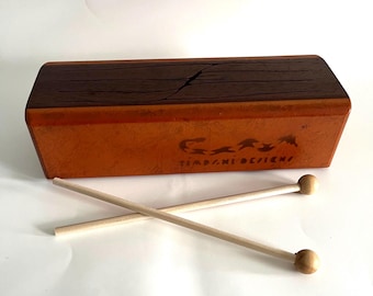 Vintage 6 Tone Wooden TONGUE DRUM and Mallets from Timpani Designs Company