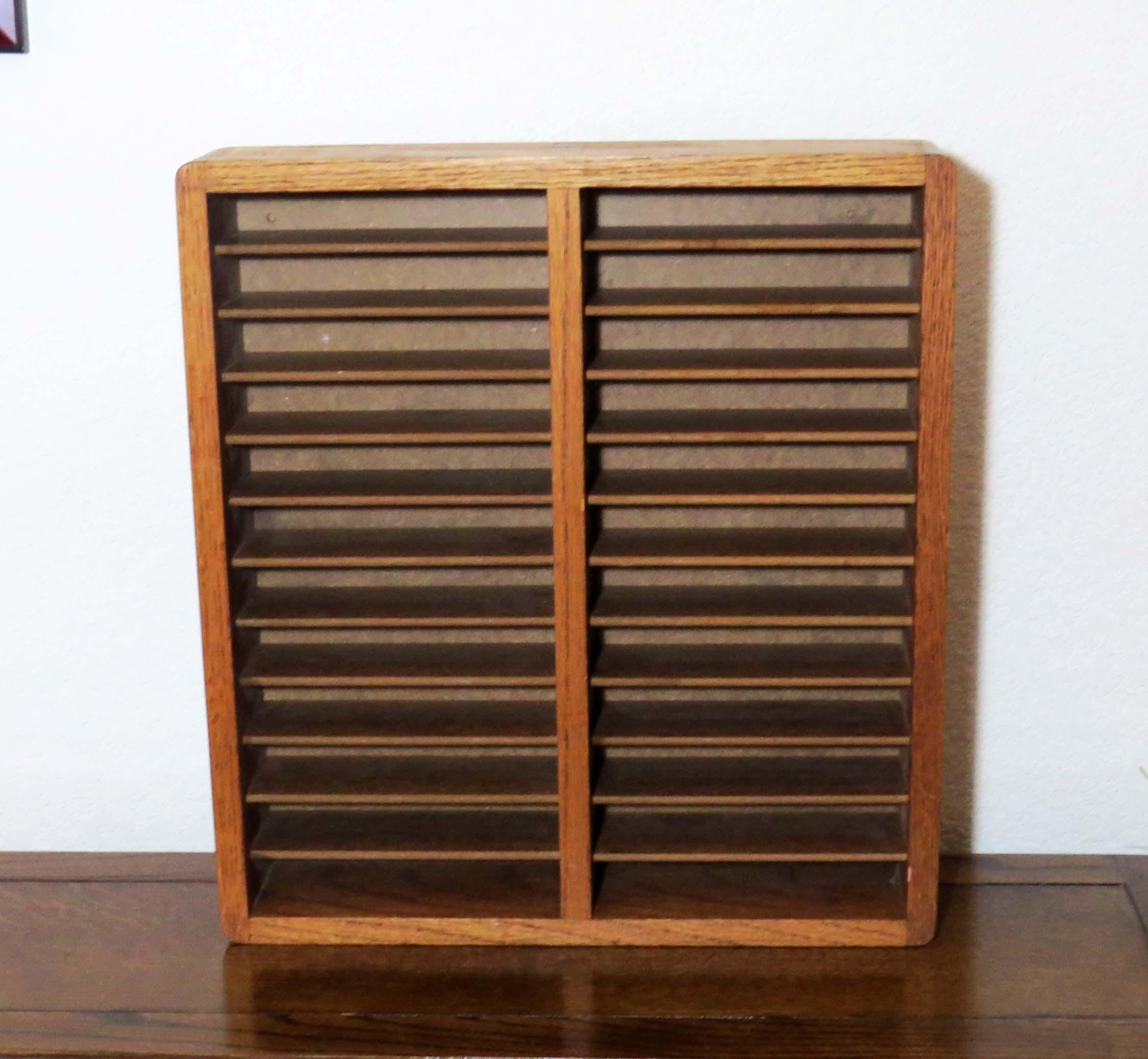 Vintage Oak 24 Slot MEDIA Wall STORAGE for DVRs, DVDs or Cd's / Organize Music & Video  by Victor Contempo Company / Oak Wood Media Storage