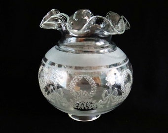 Vintage VIANNE French CRYSTAL Glass Globe - GWW (Gone With the Wind Style) Hurricane Lamp Shade / Made in France