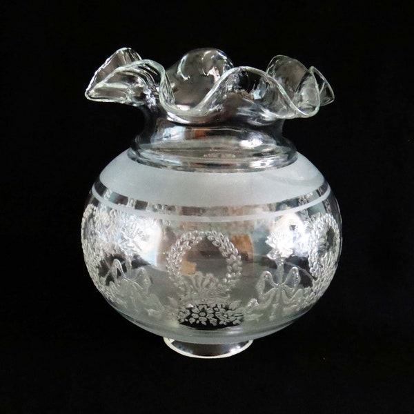 Vintage VIANNE French CRYSTAL Glass Globe - GWW (Gone With the Wind Style) Hurricane Lamp Shade / Made in France