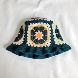 Handmade Crochet Granny Square Bucket Hat | Boho Summer Style