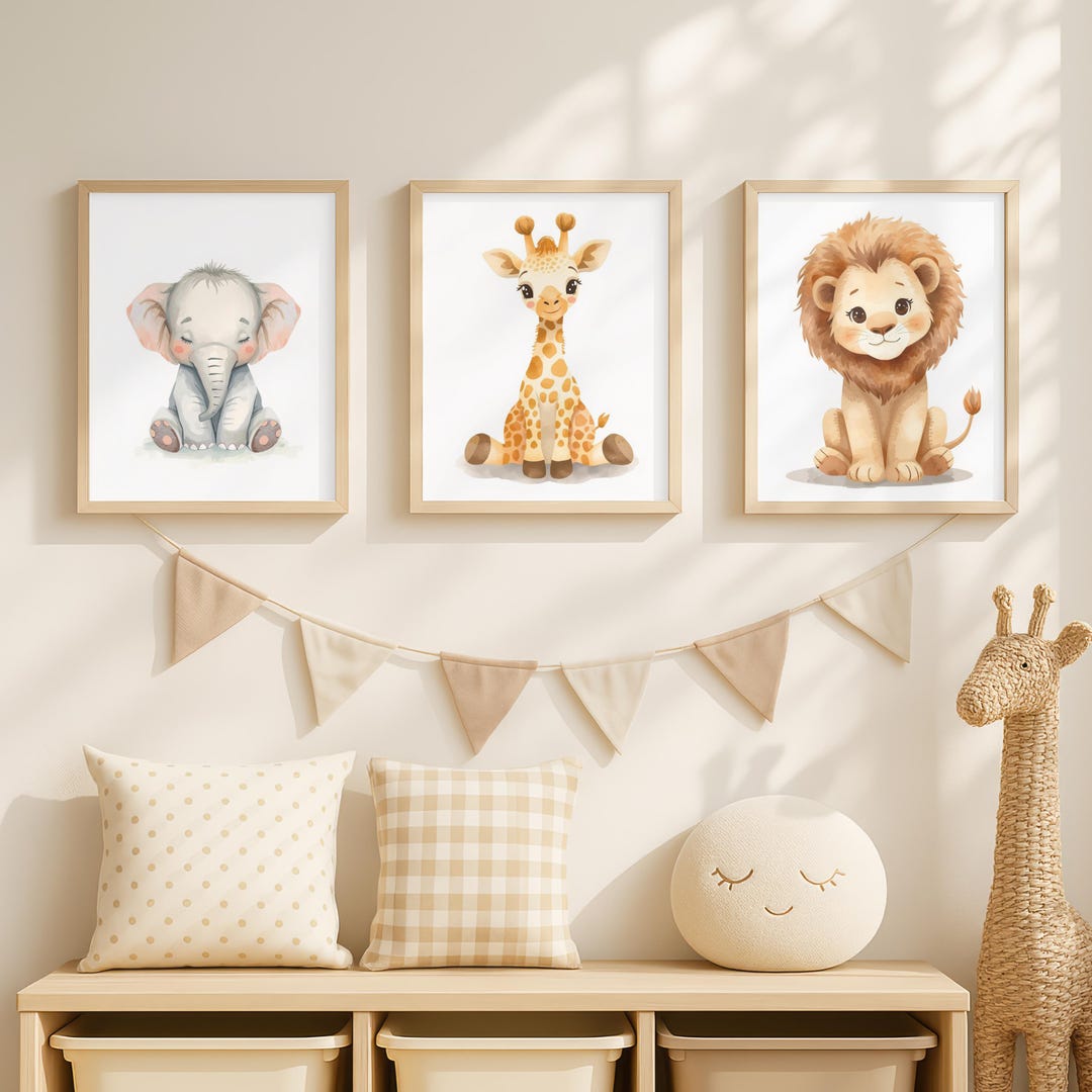 Watercolor Safari Animal Nursery Prints, Jungle Baby Room Decor - Etsy