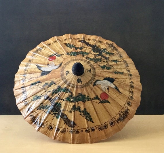 Vintage Hand Painted Asian Parasol
