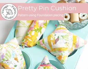 Pin Cushion Quilt Pattern: Scrap Fabric Friendly, Beginner Sewing (PDF Download)