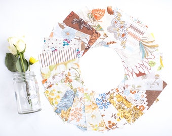 Vintage Sheet Fabric Charm Pack: 50 Fall Color 5" Squares for Quilting