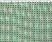 Vintage FABRIC Yardage, green squares interlocking black and yellow chains, grid design, medium scale, by the half yard, BTHY, 34 quot wide