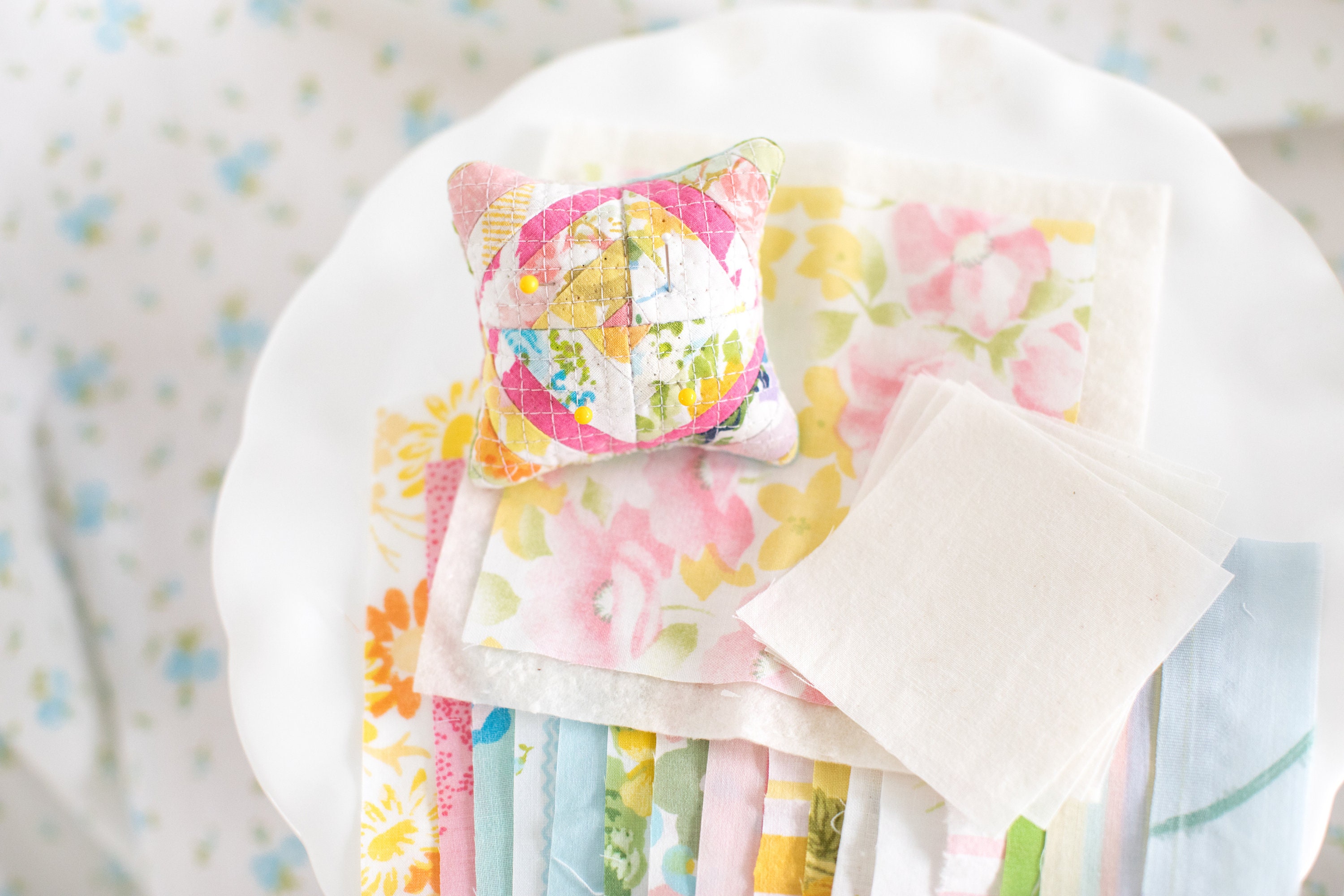 Pincushion Kit Pin Cushion Kit Quilted Pin Cushion Quilting Etsy