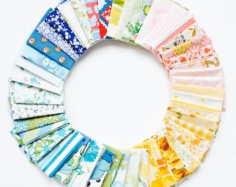 Vintage Sheet Fat Quarter Bundle: Rainbow Fabric for Quilting