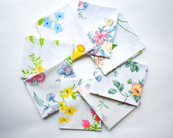 Vintage Floral Sheet Fat Quarter Bundle: Quilting Fabric (18”x22”) Grandma's Flower Garden