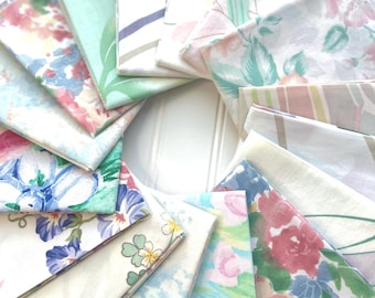 Vintage Pastel Fabric Fat Quarter Bundle: 1980s Floral Quilting Sheets