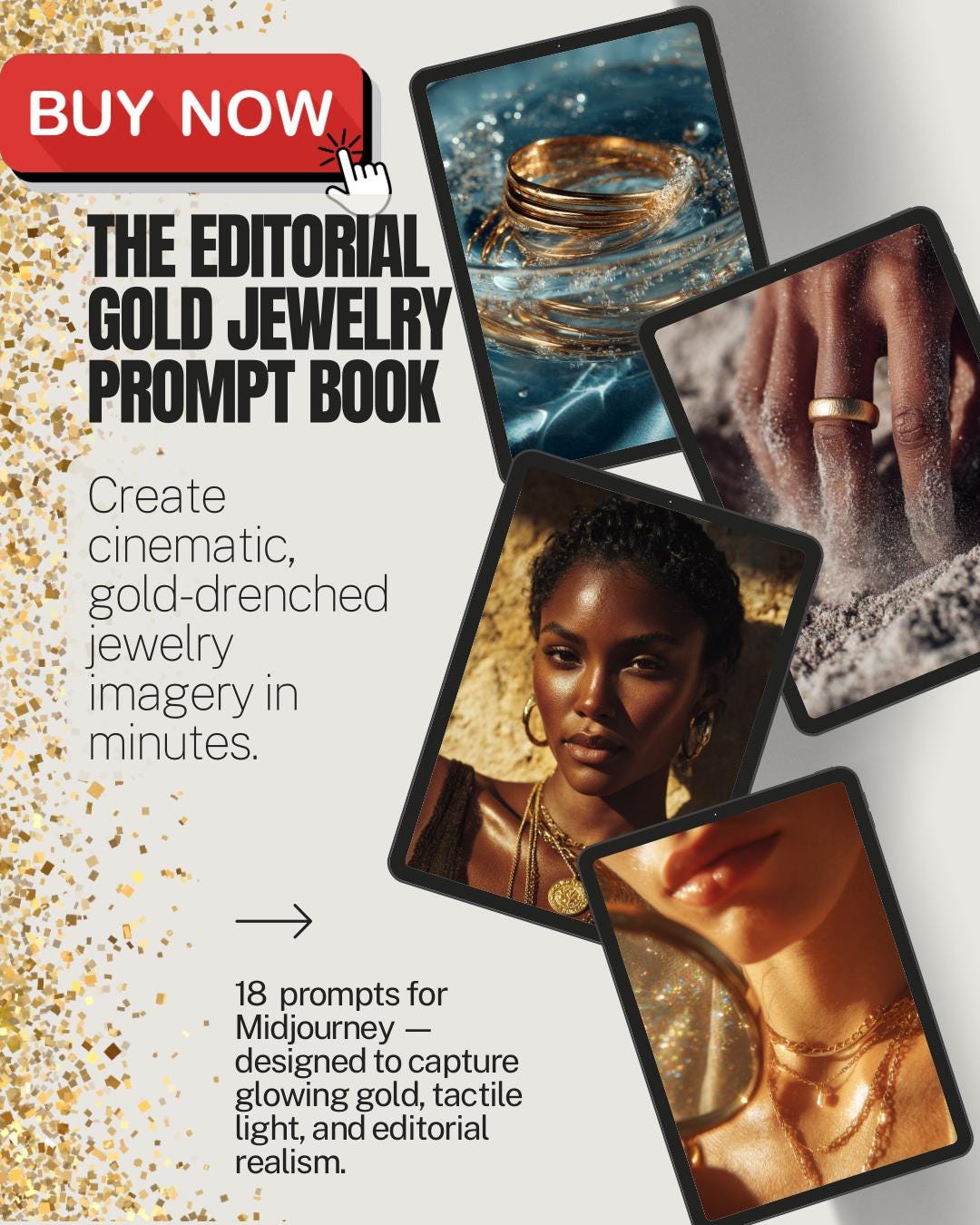 Luxury Gold Jewelry: Midjourney AI Prompts for Editorial Photography ...