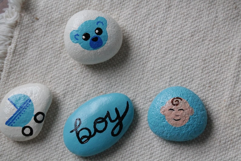 Happy Baby Rocks Small Hand Painted Baby Gender Reveal Rocks (set of Five) - Etsy