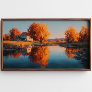 穏やかな秋の川の風景 Samsung Frame TV アート (デジタルダウンロード) 748