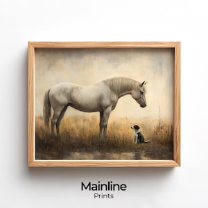 Equestrian Printable Wall Art - Vintage White Andalusian Horse Painting, Rustic Farmhouse Decor, Horse Lover&#39;s Art Print, Side Profile 432